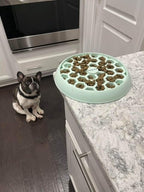 Small Big Dog's Enrichment Bowl and Lick Mat- Top Slow Feeder, Bottom Lick Mat, Soft on Nose Design Breeds, Focus on Dogs w/Short Snouts Like Frenchies, Silicone, Dishwasher Safe