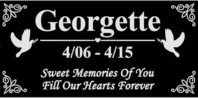 ODB Personalized Pet Memorial Stones, Black Granite Memorial Garden Stone Engraved with Photo, Gifts for Someone Who Lost a Loved One, or Pet, Dog, Cat (Style 1)