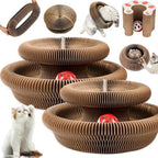 2PC Kitty Curls Cat Toy,Magic Organ Cat Scratcher Board,Cat Scratcher for Grinding Claw Cardboard Cat Toys,Interactive Scratch Pad with Toy Ball