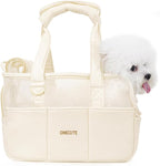 Dog Purse Carrier for Small Dogs Rabbit cat with Large Pockets, Cotton Bag, Dog Carrier Soft Sided, Collapsible Travel Puppy Carrier (Beige Breathable, 17.0" L x 7.5" W x 12.0" H)