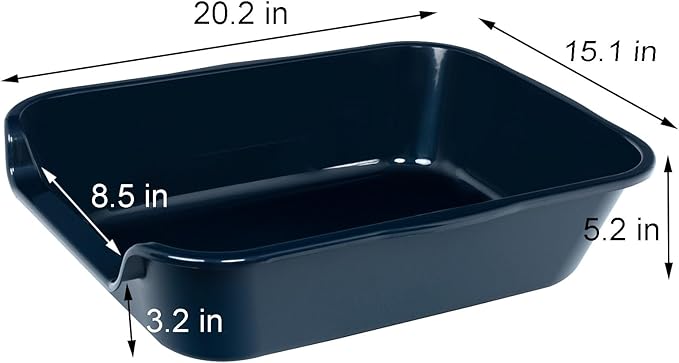 2 Pack Extra Large Dog Litter Box Pan Tray (ABS Material), Low Entry Jumbo Senior Litter Boxes for Multiple Kitten Big Cats, Pet Safe Indoor Dog Potty (Dark Blue, 20" L x 15" W)