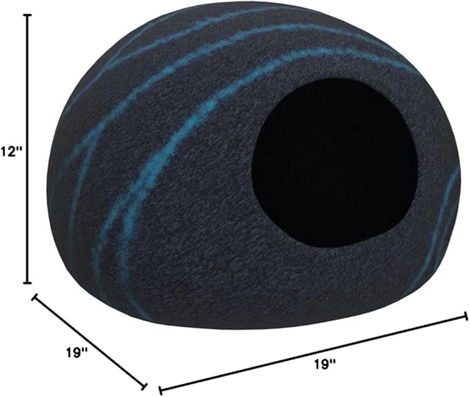 MEOWFIA Cat Cave – Premium Felt Cat Bed for Indoor Cats, Handmade 100% Merino Wool (Dark Shades) (Large, Black Aqua)