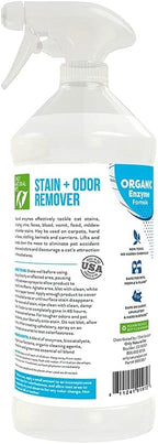 Only Natural Pet Enzyme Powered Stain & Odor Eliminator - Professional Pet Urine Pee Cleaner Deodorizer for Cats - Hardwood Floors Carpets Upholstery - Fresh Mandarin Orange & Green Tea Scent 32Floz