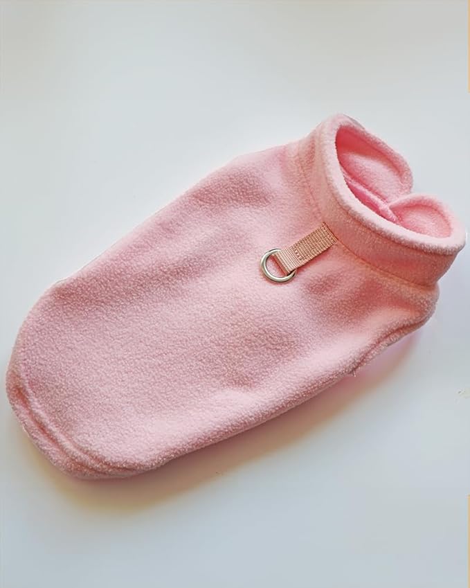 JACKO & CO - Fleece Vest Sweater with Leash Ring - Soft Lightweight Breathable for Puppies Small Medium Dogs, Kitten, Cats, Chihuahua - Warm for Fall/Autumn/Winter (Pink Lemonade, Large 10-16lbs)