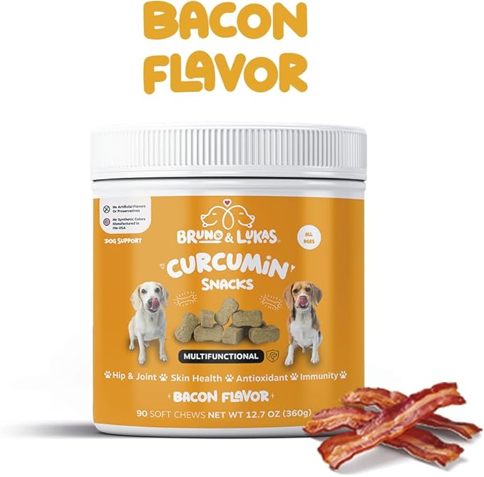 Turmeric & Multivitamin Chews for Dogs – Joint Health, Pain Relief, Mobility, Muscle Relaxation Skin and Coat Support with MSM, Glucosamine, Omega Fish Oil, Vitamin E & Antioxidants (90 Ct Each)