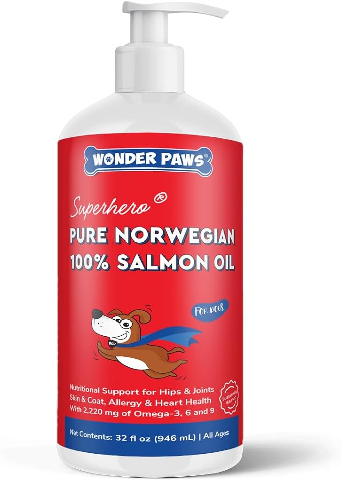 Premium Salmon Oil for Dogs – Pure Norwegian Salmon Oil High in Omega 3 EPA & DHA -Powerful Fish Oil for Dogs Skin & Coat, Hip & Joints, Allergies & Itchy Skin – Omega 3 Fish Oil for Dogs-32oz Liquid