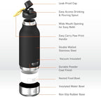 Asobu Dog Barky Bottle – Insulated Stainless Steel Water Bottle with 2 Removable Dog Bowls for Food, Treats & Water – Pet-Friendly Travel Bottle for Hiking, Road Trips & Outdoor Adventures