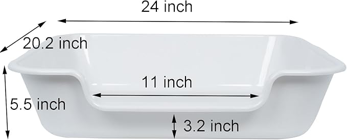 2 Pack Extra Large Dog Litter Box Pan Tray (ABS Material), Low Entry Jumbo Senior Litter Boxes for Multiple Kitten Big Cats, Pet Safe Indoor Dog Potty (Light Gray, 24" L x 20" W)