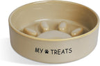 Slow Feeder Dog Bowls, Ceramic Dog Puzzle Feeder, Dogs Dishes for Small & Medium Dogs, White Puppy Slow Eating Bowl, Puppy Food Bowl(Paw Print)