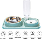 Love Dream Double Dog Cat Bowls, 2 in1 Pet Water and Food Bowl Set with Automatic Gravity Water Dispenser Bottle Detachable Stainless Steel Bowl No-Spill for Cats and Dogs Puppy Kitten Rabbit