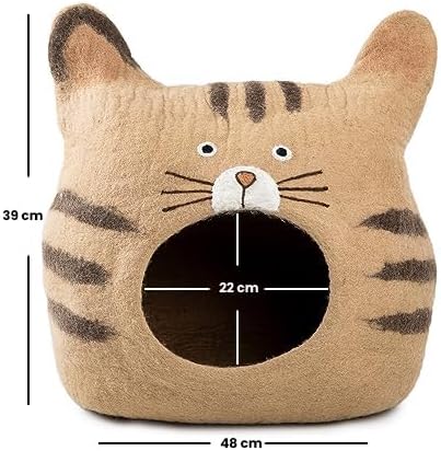 Wool Himalayan Cat Cave - Extra Warm Handcrafted from Eco-Friendly - Stylish Brown Design - Ultimate Indoor Comfort