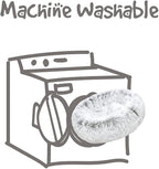 Friends Forever Donut Dog Bed Faux Fur Fluffy Calming Sofa For Large Dogs, Soft & Plush Anti Anxiety Pet Couch For Dogs, Machine Washable Coco Pet Bed with Non-Slip Bottom, 36"x36"x8" Ivory