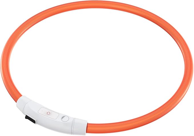 Light Up Led Dog Collar Rechargeable Waterproof, Glow in Dark Dog Collar, TPU Cuttable Lighted Dog Collars for Night Walking Charging USB, Safety for Small Medium Large Dogs Orange