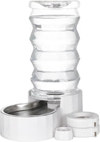 RIZZARI Large Gravity Water Dispenser: 8L Automatic Upgraded Water Feeder with Stainless Steel Bowl - Two Caps and Filters for Pets Indoor/Outdoor Use by Owners
