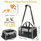 Cat Dog Carrier for Small Medium Pets up to 18 Lbs, Lightweight Portable Pet Bag, TSA Airline Approved Carrier, Soft Sided Cat Bag, Collapsible Travel Carrier(17x11x11 Grey)