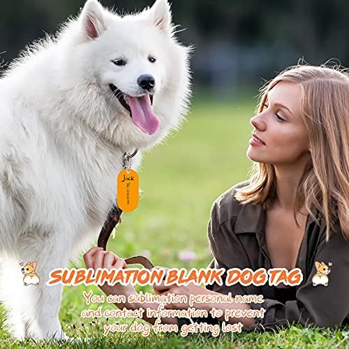 Hicarer 15 Sets Sublimation Blank Dog Tags Set Includes Aluminum Sublimation Stamping Blank Tags Necklace Chain 1 Roll of Tape for DIY Decorative Oval