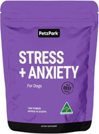 Stress and Anxiety Supplement for Dogs - Calming Dog Powder Supplement - Decreases Stress, Calms Fear & Anxiety, Eases Aggression & Insomnia, Relaxes Body and Mind - Beef Flavour - 6.4oz - 90 Scoops