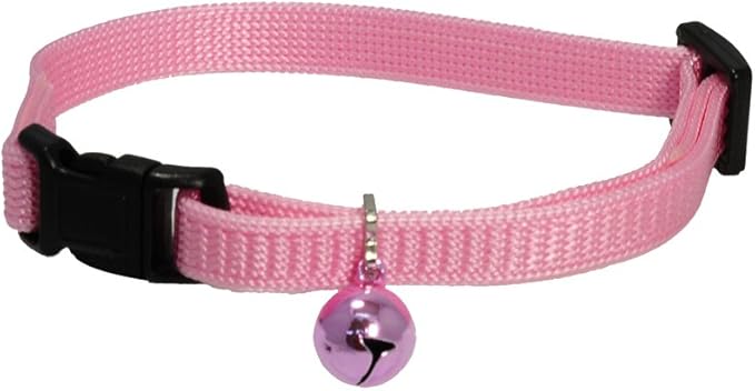 Pink Cat Collar. Safety Release Buckle.! Free Bell. Adjustable Collar 1 Size Fits All Cats.