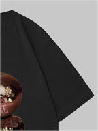 Verdusa Women's Lips Print Graphic Tees Y2k T Shirts Summer Crew Neck Vintage Going Out Tops