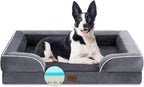 Comfort Expression Cooling Dog Bed for Large Dogs, Memory Foam Orthopedic Dogs Beds, Waterproof Washable Dog Beds with Removable Cover, Pet Bed Sofa with Bolster(Large,Leaden Grey)