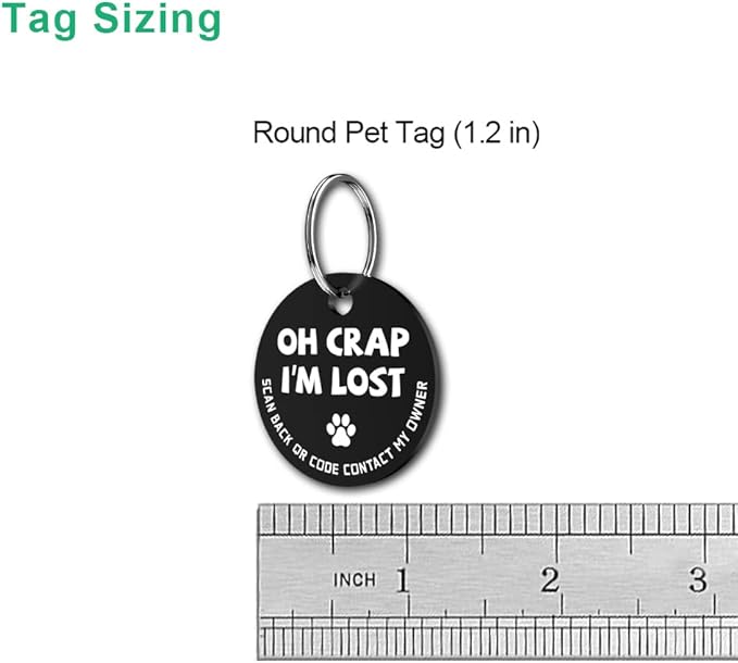 MYLUCKYTAG Stainless Steel QR Code Dog Tags - Scan QR for Instant Pet Location Alert Email