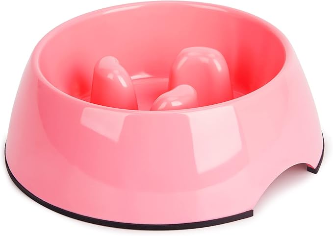 SUPERDESIGN Slow Feeder Dog Bowl 1/2 Cup for Small Medium Breed - Anti-Gulping Healthy Eating Interactive Bloat Stop Alternative Non-Slip Puzzle Cat Food Bowl, Rose Red