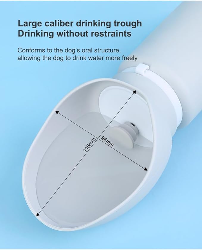 Portable Dog Water Bottle, 19 oz Capacity, Foldable Silicone Design, Leak-Proof Travel Bottle with Drinking Trough