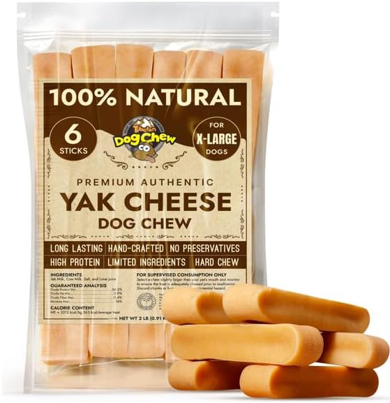 Tibetan Dog Chew 2 lb Yak Cheese Sticks Natural Handmade Treats for Extra Large Dogs, LongLasting and Easy to Digest with No Additives, Rawhide, Grains, or Gluten, Perfect for Aggressive Chewers, Bulk