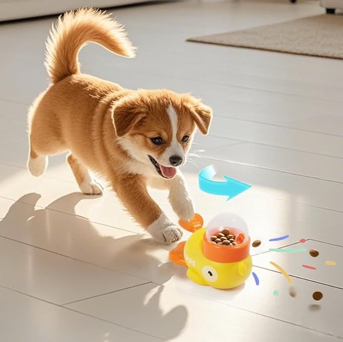 Interactive Dog Slow Feeder Puzzle Toy Durable Duck Shaped Design for Small Medium Dogs Promotes IQ Training Fun Mealtime Feeding Solution Interactive Pet Feeder（Yellow）