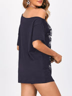 SOLY HUX Women's Off The Shoulder Tops Graphic Tees Y2k Vintage Gothic Oversized T Shirts Streetwear