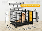 Oranland 48/38 Inch Heavy Duty Dog Crate Cage Kennel with Wheels, High Anxiety Indestructible, Sturdy Locks Design, Double Door and Removable Tray, Extra Large XL XXL