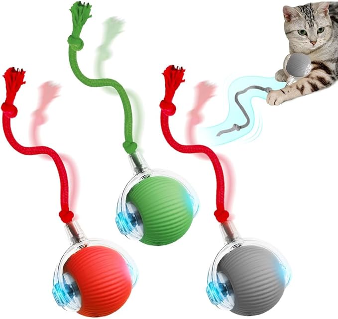2026 New Interactive Cat Toys for Indoor Cats, Kitten Toys to Relieve Boredom for Indoor Cats (Red+Green+Grey)