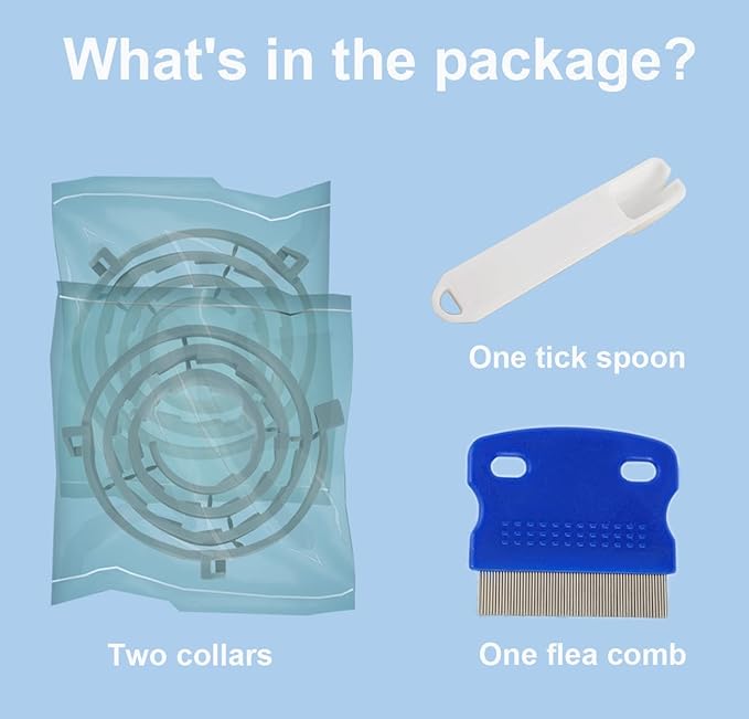 Natural Ingredients Flea Collar for Large Dogs,Safe and Effective Flea and Tick Collar, Waterproof,8 Months Protection Each,Free Comb and Tick Scoop,27.5 Inches,2-Pack