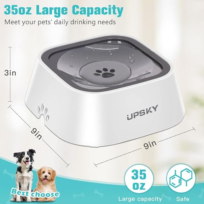UPSKY No-Spill Pet Water Bowl, Slow Water Feeder, No-Slip Pet Water Dispenser 35oz Feeder Bowl for Dogs and Cats