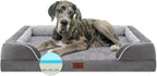 Comfort Expression Orthopedic Memory Foam Dog Beds for Giant Dogs, XXL Dogs Beds Washable, Waterproof Dog Beds with Bolster & Removable Cover(XX-Large,Silver Grey)