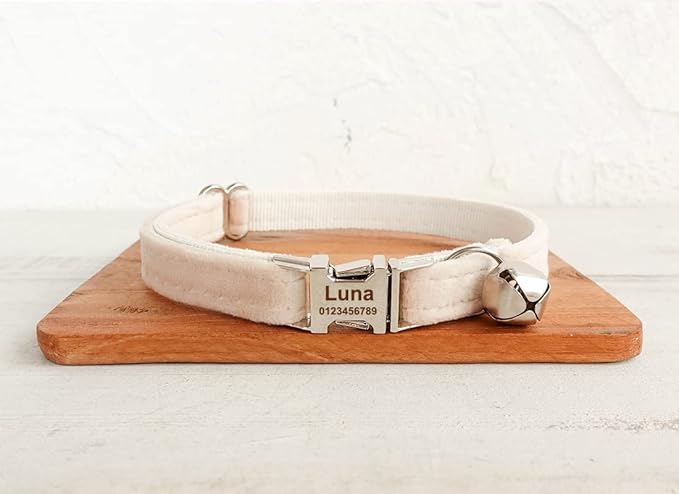 Cat Collar Personalized with Name Phone Number Engraved,Customized with Bell for Small Dogs Puppy Kitten