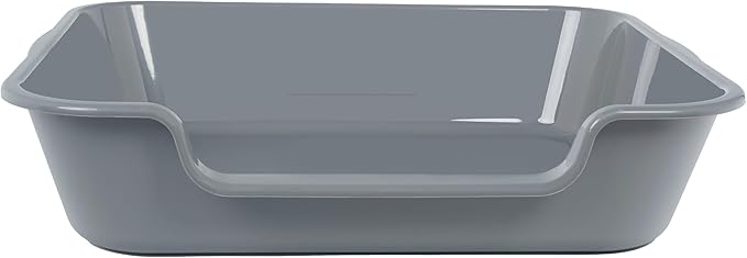 2 Pack Extra Large Dog Litter Box Pan Tray (ABS Material), Low Entry Jumbo Senior Litter Boxes for Multiple Kitten Big Cats, Pet Safe Indoor Dog Potty (Dark Gray, 24" L x 20" W)