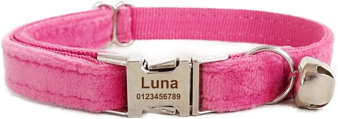 Cat Collar Personalized with Name Phone Number Engraved,Customized with Bell for Small Dogs Puppy Kitten