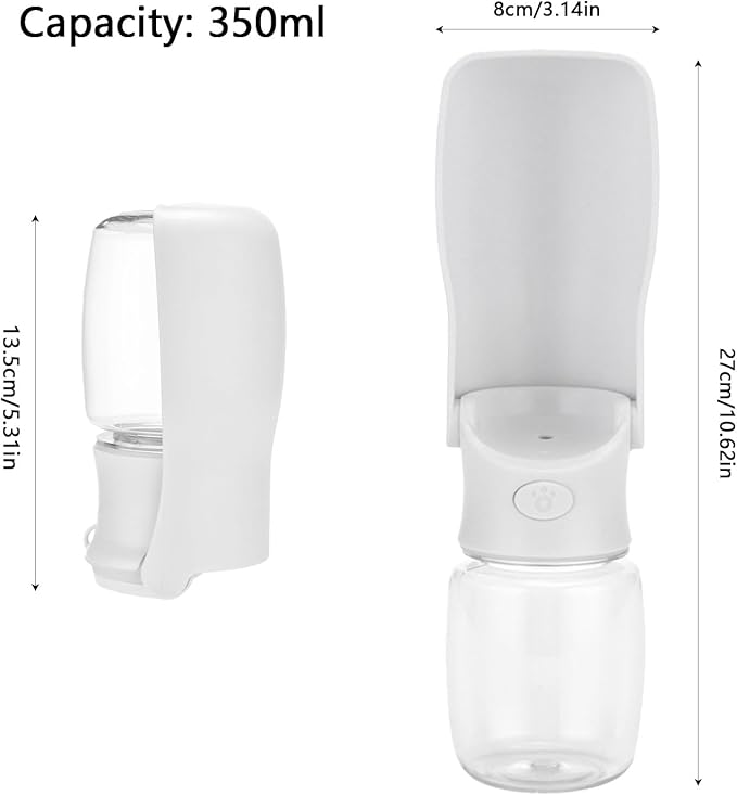 Portable Pet Travel Water Bottle 350 ml, Lightweight Portable Dog & Cat Drinking Dispenser