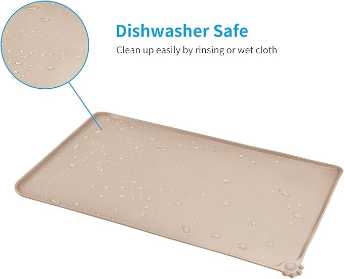 AUDWUD Silicone Waterproof Pet Feeding Mats,Anti Slip Bowl Pad, Dog Mat for Food and Water