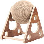 Cat Scratcher Toy,Natural Sisal Rope Cat Scratching Ball Scratcher Toy with Ball for Cats& Kittens&Dogs&Puppy, Interactive Solid Wood Scratcher Pet Toy Suitable for small cats and dogs (Large)