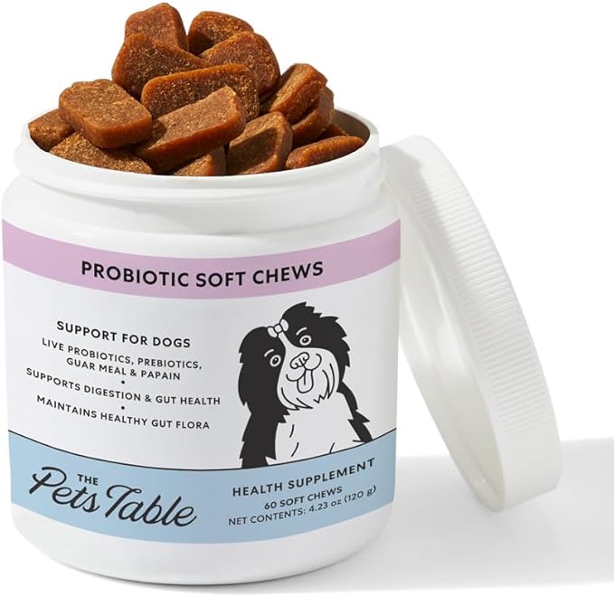 The Pets Table Probiotic Soft Chews Duck Flavored Gut Health Supplement for Dogs - Dog Digestive Support, 60 Chews