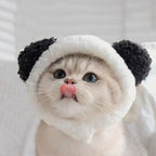 JOICEE Cute Cat Costume - Warm Bear Hat for Small Pets (Black & White)