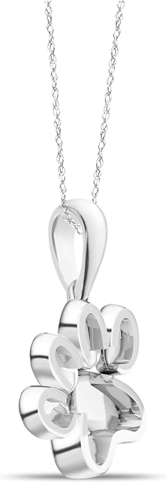 Diamond2Deal 10K Solid Gold Diamond Dog Paw Print Pendant Rope Chain Necklace 18inch (1/8Ct/ I2,H-I)