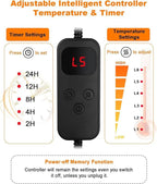 Outdoor Pet Heating Pad for Cat & Dog, Indoor Warming Heated Mat Pad, Adjustable Waterproof Heated Dog Cat Bed with 6 Temperature & 5 Timers Set Auto Off, Pet Heater Warmer Blanket