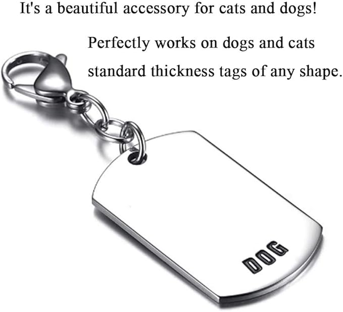 IVIA Dog Tag Clips / 316 Stainless Steel Lobster Buckle with Rings for Cat& Dog Collars and Necklace(2 Pack Silver)