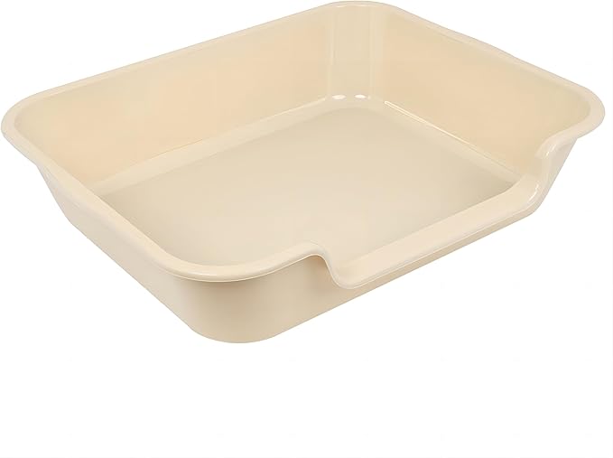 2 Pack Extra Large Dog Litter Box Pan Tray (ABS Material), Low Entry Jumbo Senior Litter Boxes for Multiple Kitten Big Cats, Pet Safe Indoor Dog Potty (Sandbeach, 24" L x 20" W)