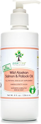 pawTree Salmon Oil-Dog and Cat Fish Oil Supplement-Ideal for excessive shedding control, seasonal allergies, itch relief, dry, irritated skin. With over 15 heart-healthy Omega-3 & Omega-6 Fatty Acids.