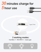 Joytale Light Up Dog Collar, Rechargeable Rainproof LED Collar for Night Walking Safety, Soft Silicone Glow in The Dark, Suitable for Small Medium Large Dogs, White