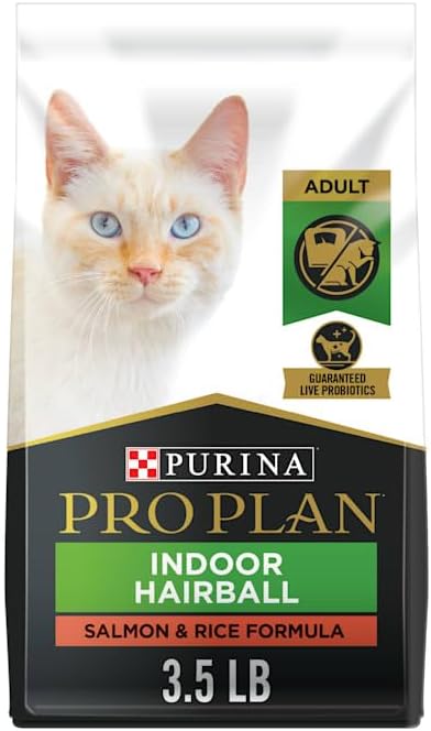 Purina Pro Plan Hairball Management, Indoor Cat Food, Salmon and Rice Formula - 3.5 lb. Bag